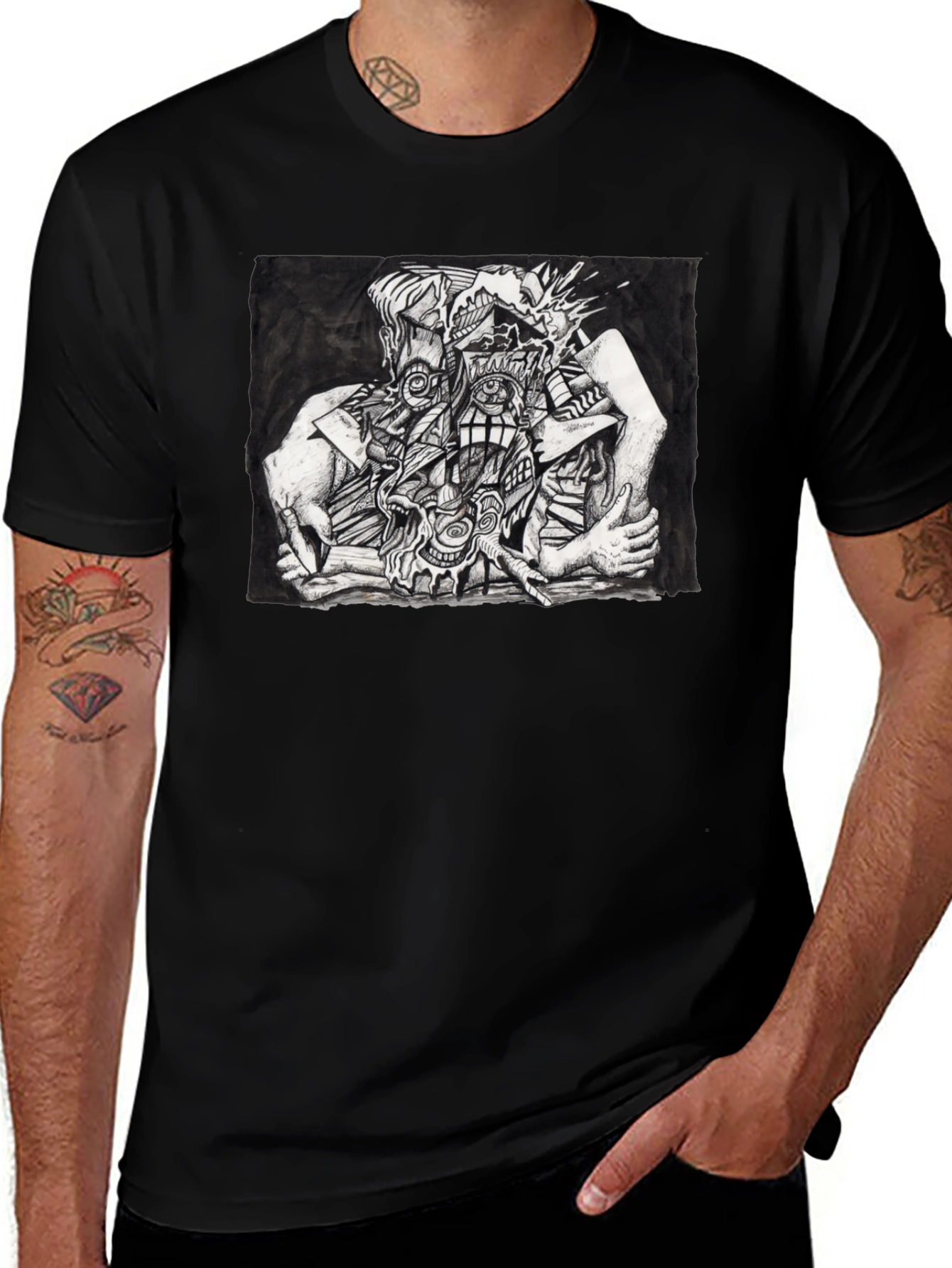 Abstract Art Graphic Tee - Unisex Black T-Shirt