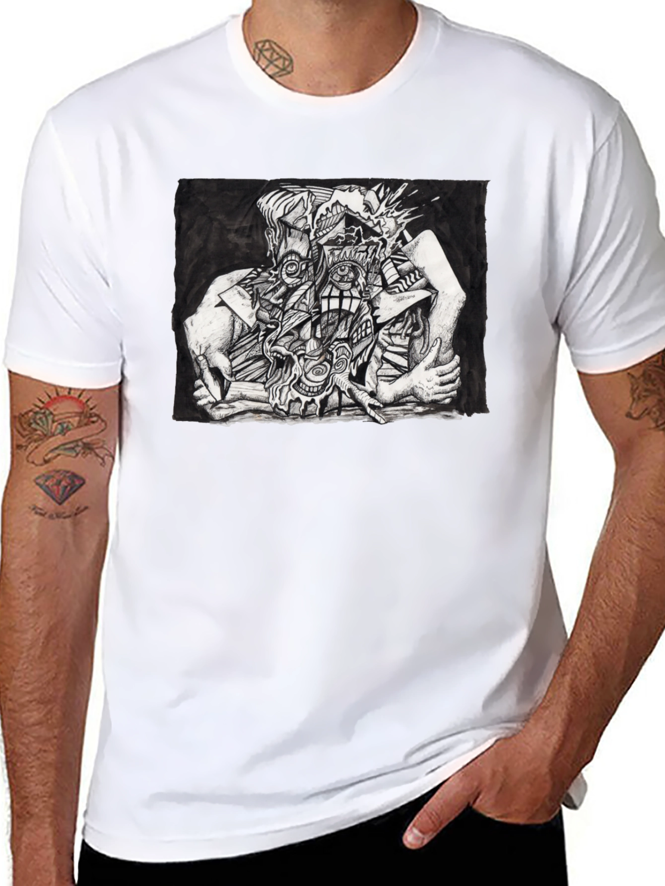 Abstract Art Graphic Tee - Unisex Black T-Shirt