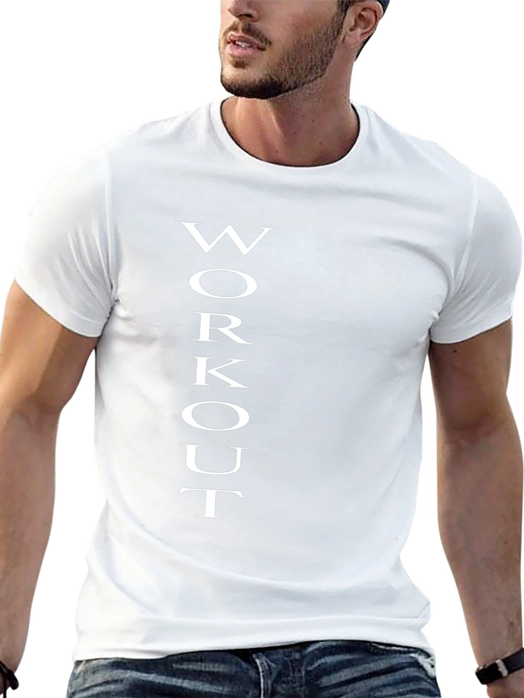 Workout Tee: Vertical Text Design