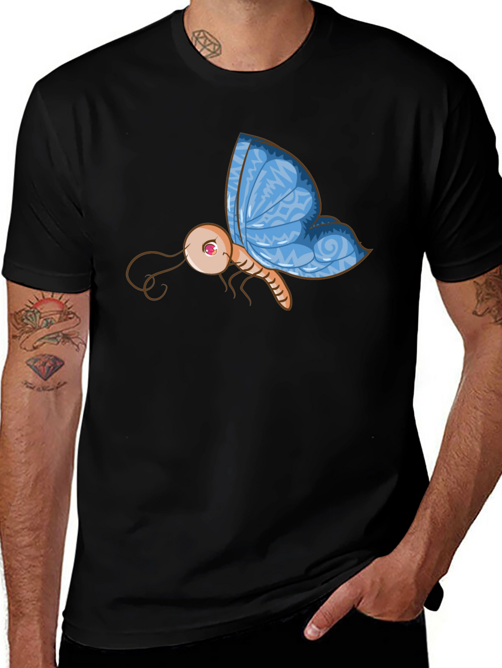 Butterfly Graphic Black T-Shirt - Unique Design