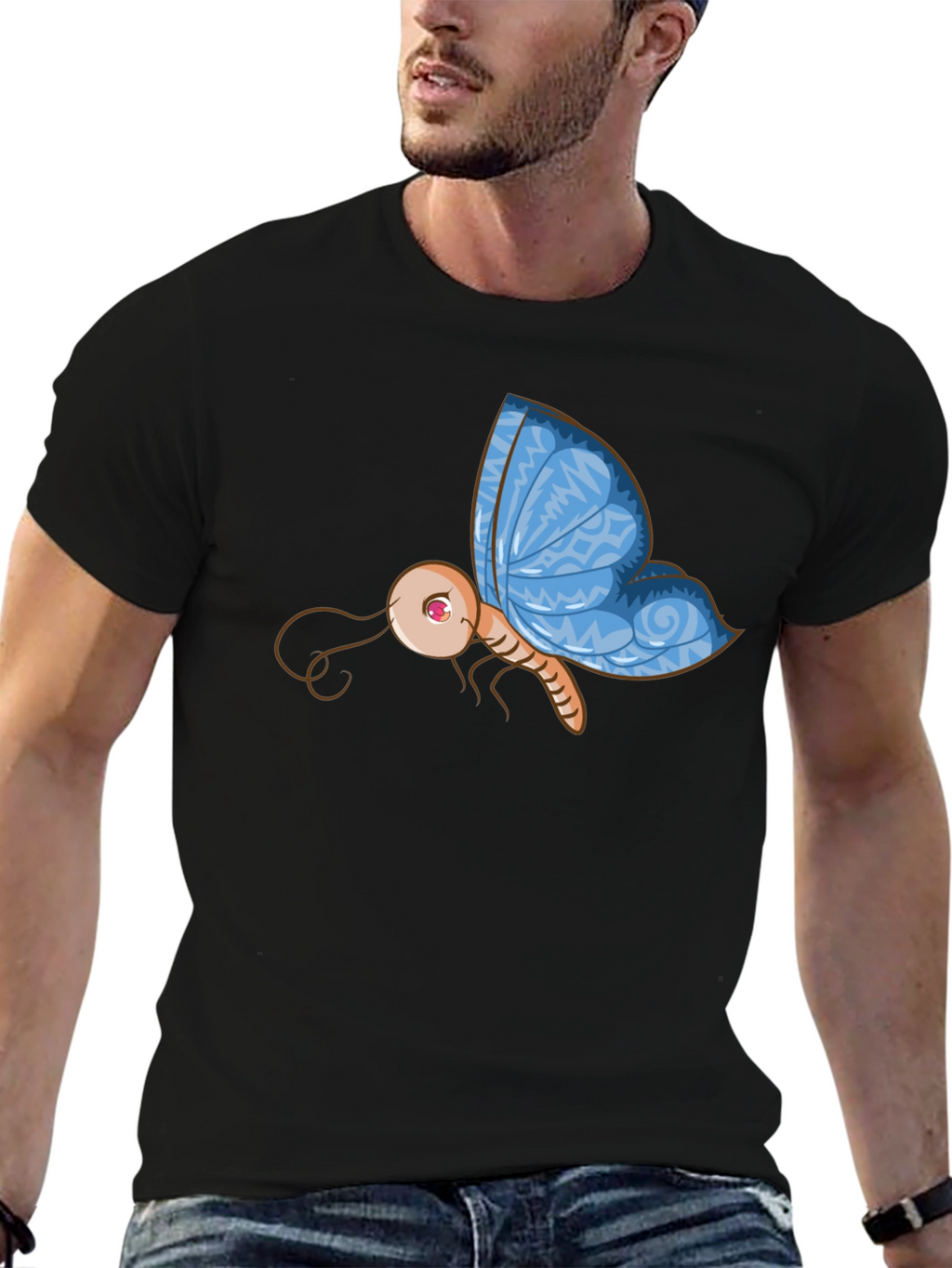 Butterfly Graphic Black T-Shirt - Unique Design