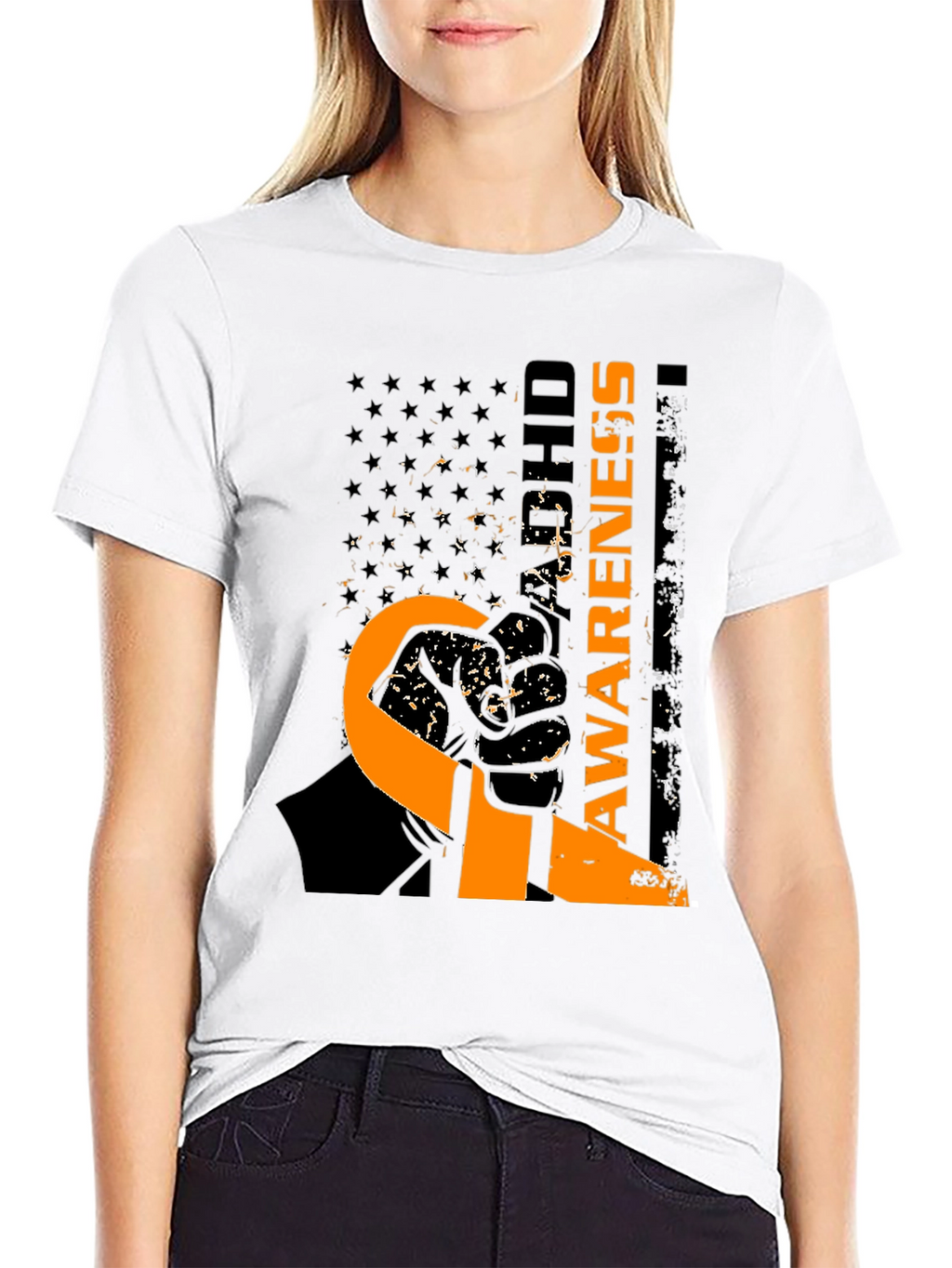 ADHD Awareness Ribbon T-Shirt - USA Flag