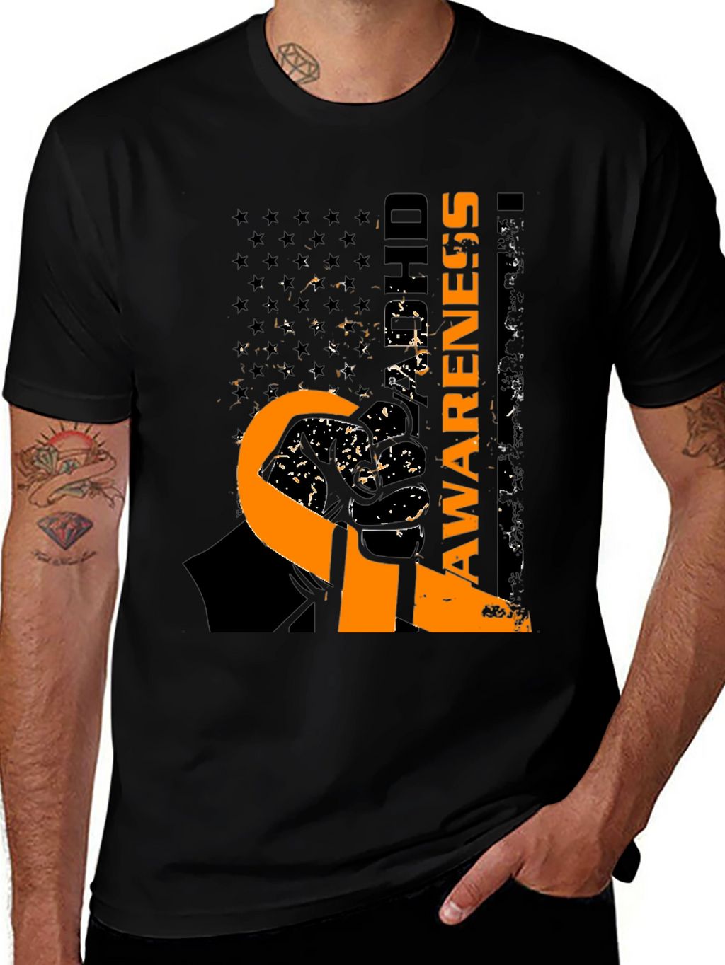 ADHD Awareness Ribbon T-Shirt - USA Flag