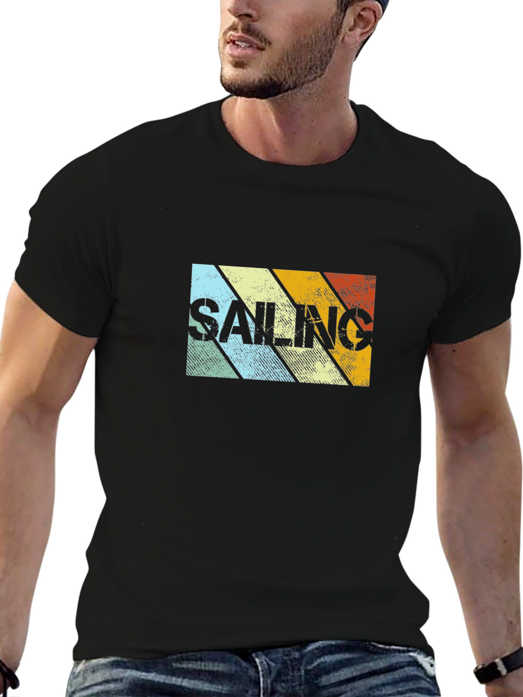 Retro Sailing Striped Graphic Tee