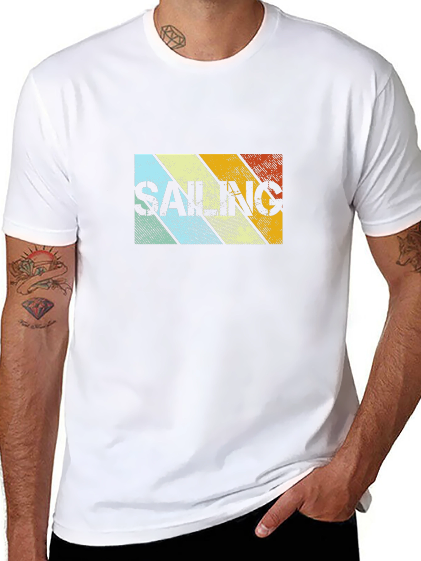 Retro Sailing Striped Graphic Tee