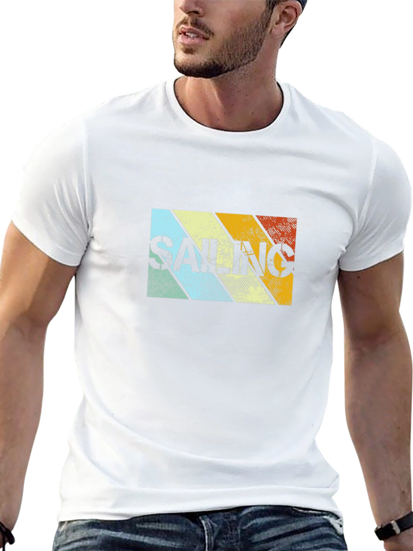 Retro Sailing Striped Graphic Tee