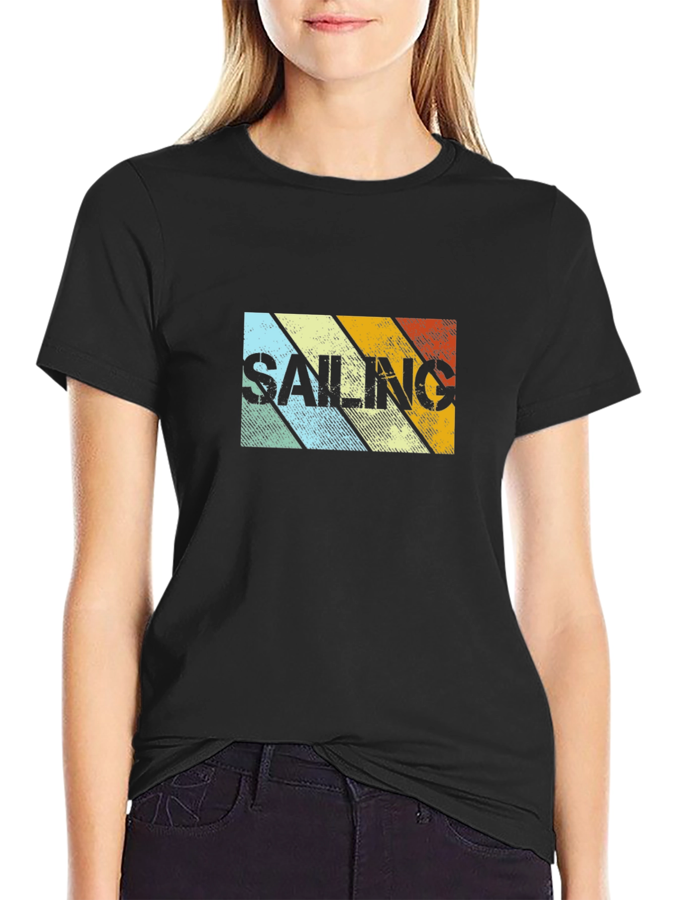 Retro Sailing Striped Graphic Tee