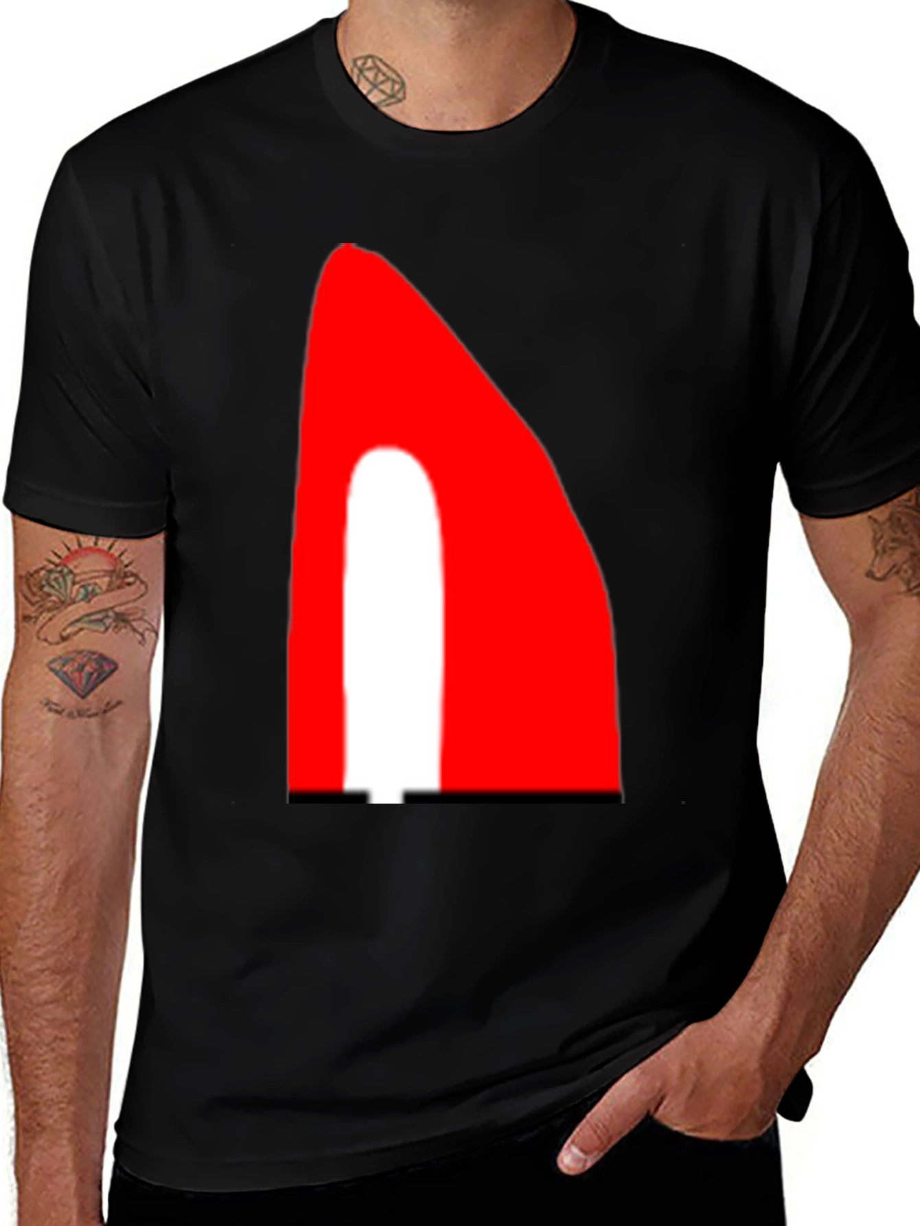 Bold Graphic Tee - Red and White Accent