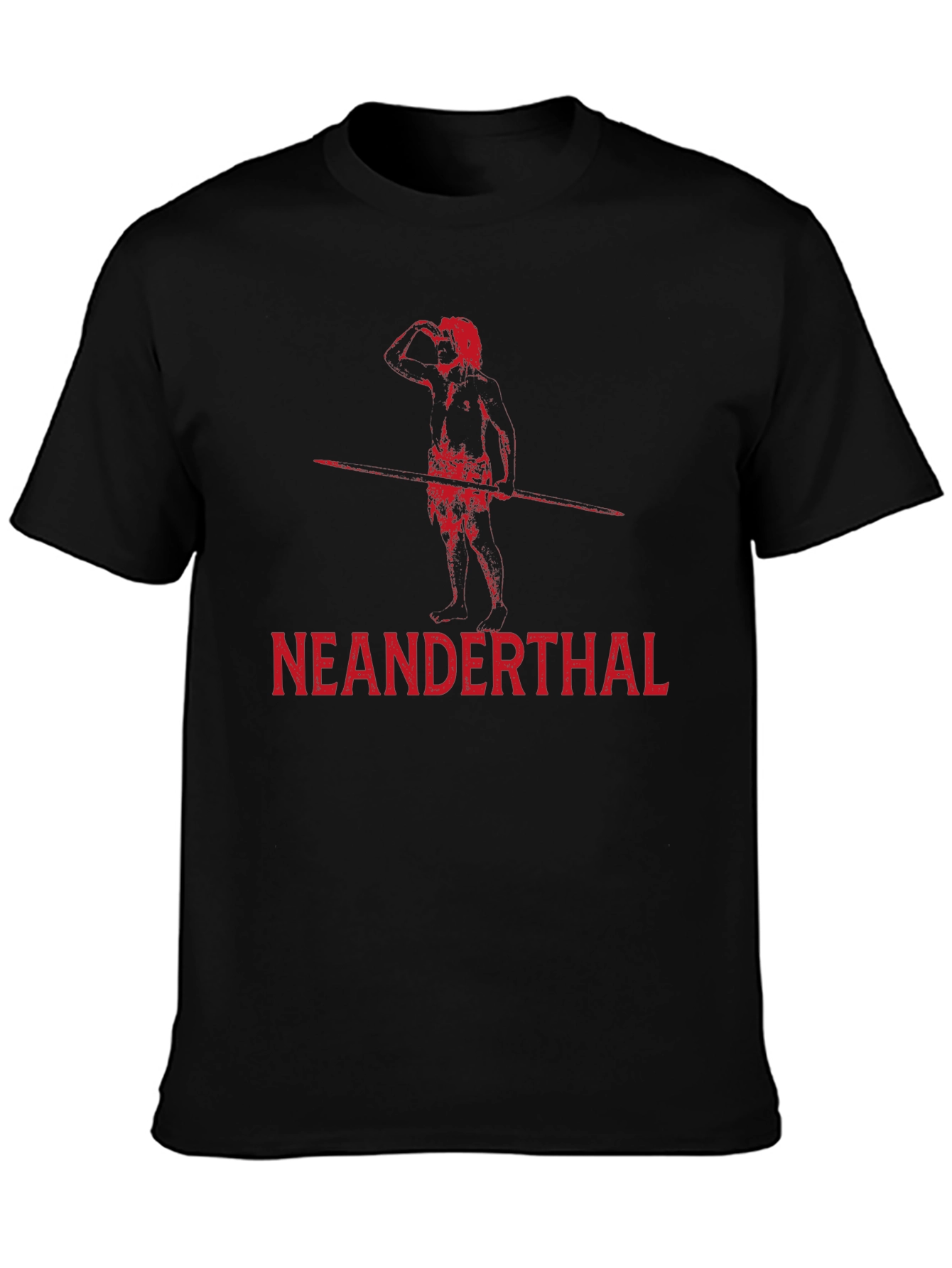 Neanderthal Graphic T-Shirt - Black Crew Neck Short Sleeve