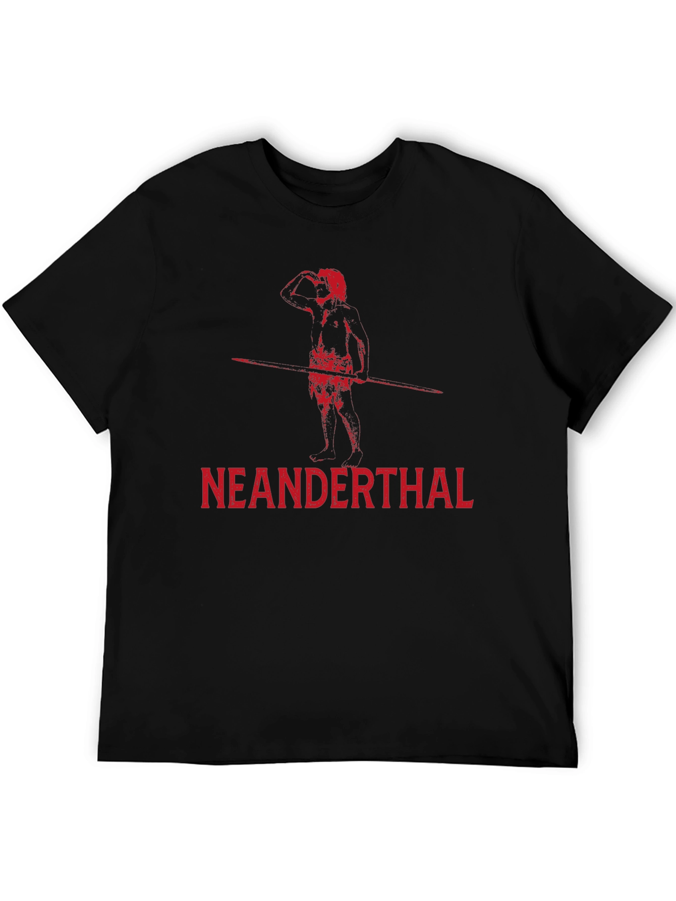 Neanderthal Graphic T-Shirt - Black Crew Neck Short Sleeve