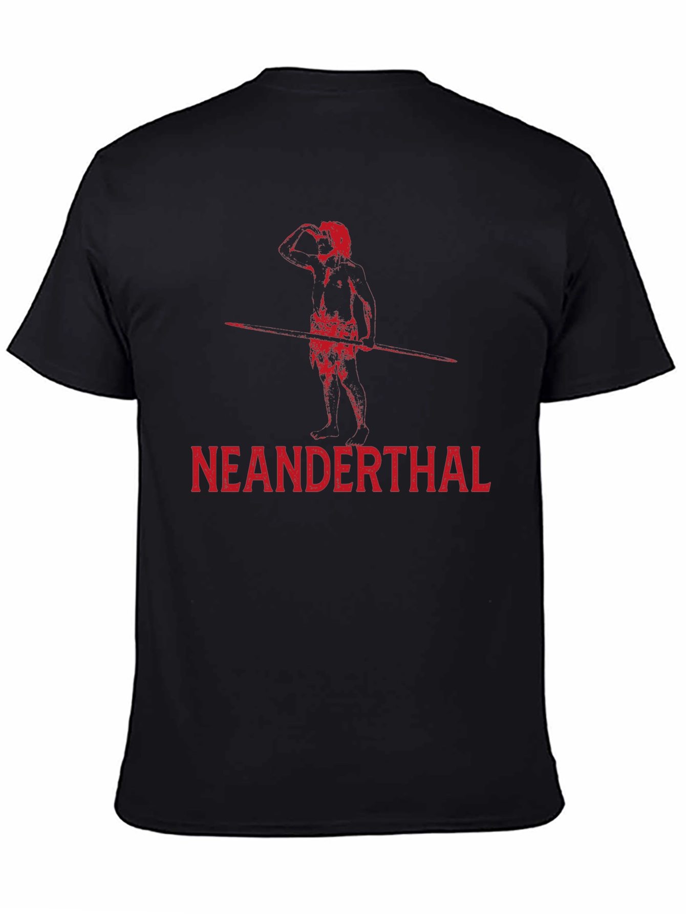 Neanderthal Graphic T-Shirt - Black Crew Neck Short Sleeve