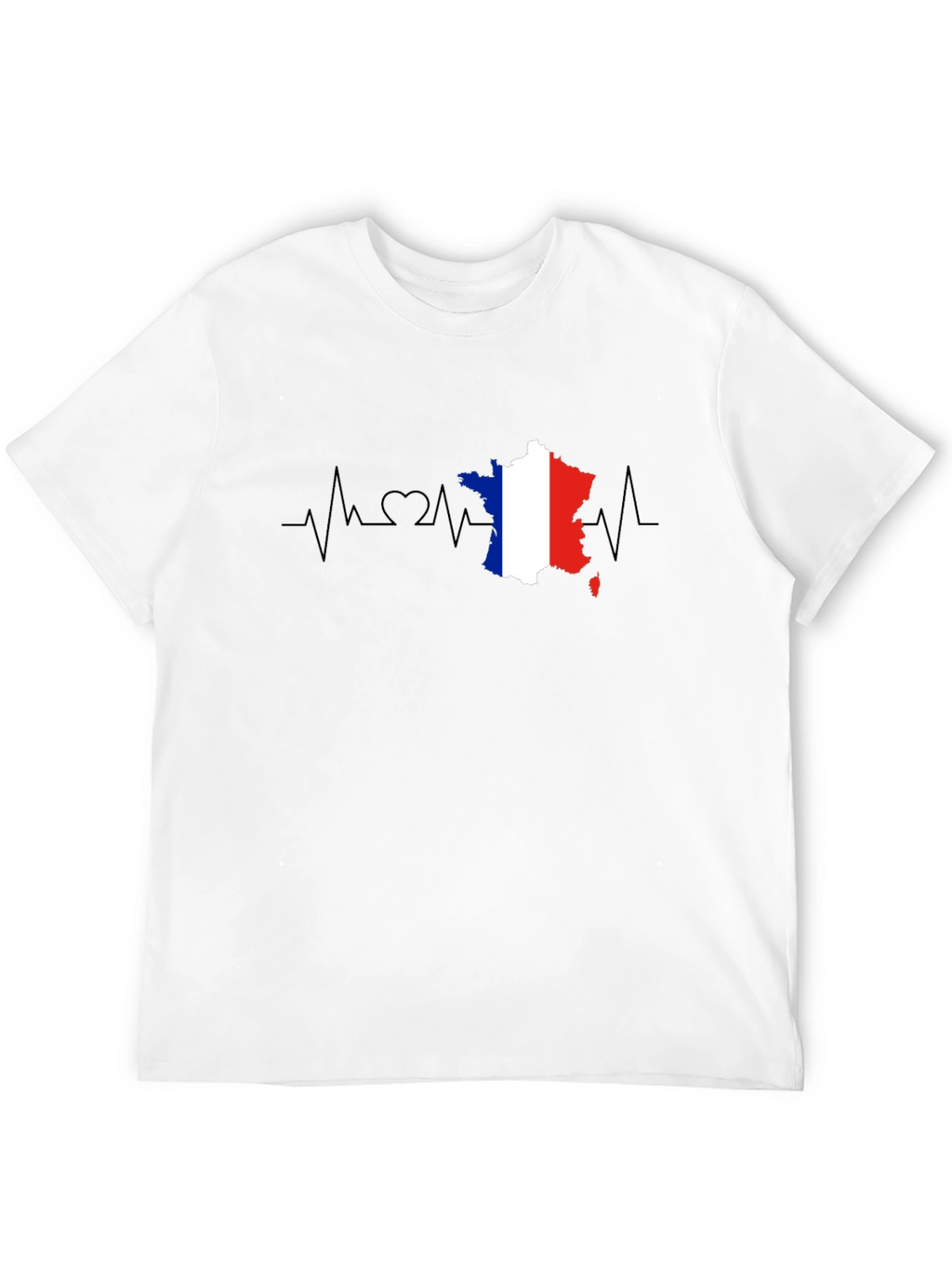 France Flag Heartbeat T-Shirt - Black