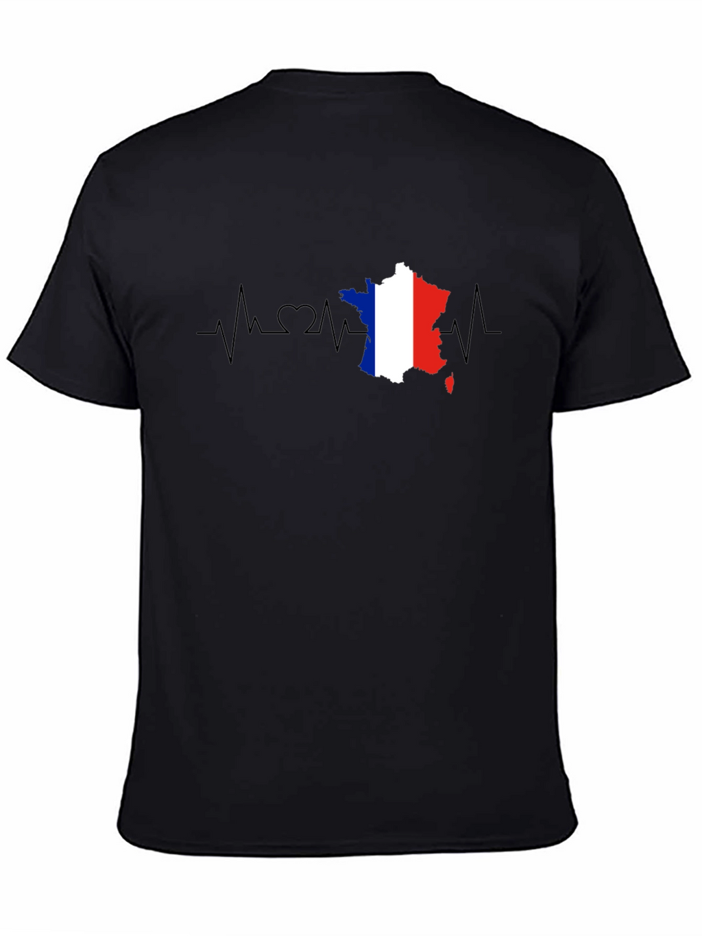 France Flag Heartbeat T-Shirt - Black