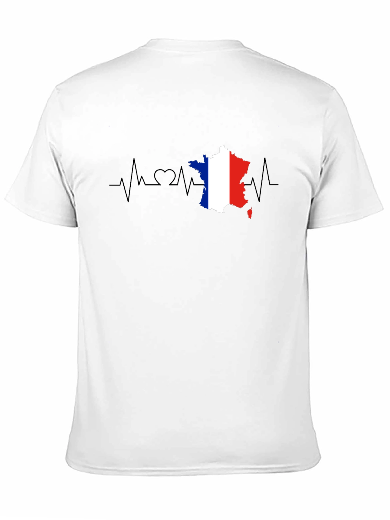 France Flag Heartbeat T-Shirt - Black