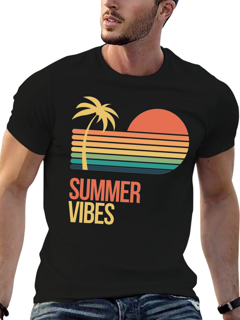 Summer Vibes Graphic T-Shirt - Black