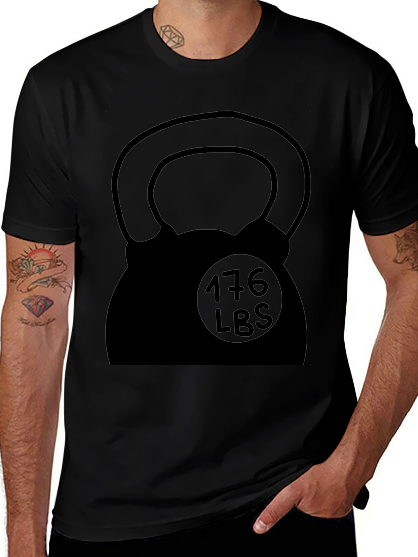 Black Kettlebell 176 LBS Weightlifting T-Shirt