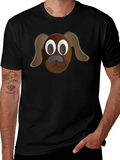 Cartoon Dog Tee - Black Cotton T-Shirt