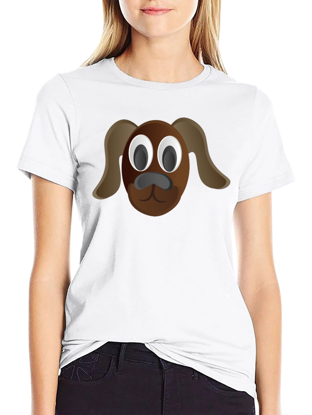 Cartoon Dog Tee - Black Cotton T-Shirt