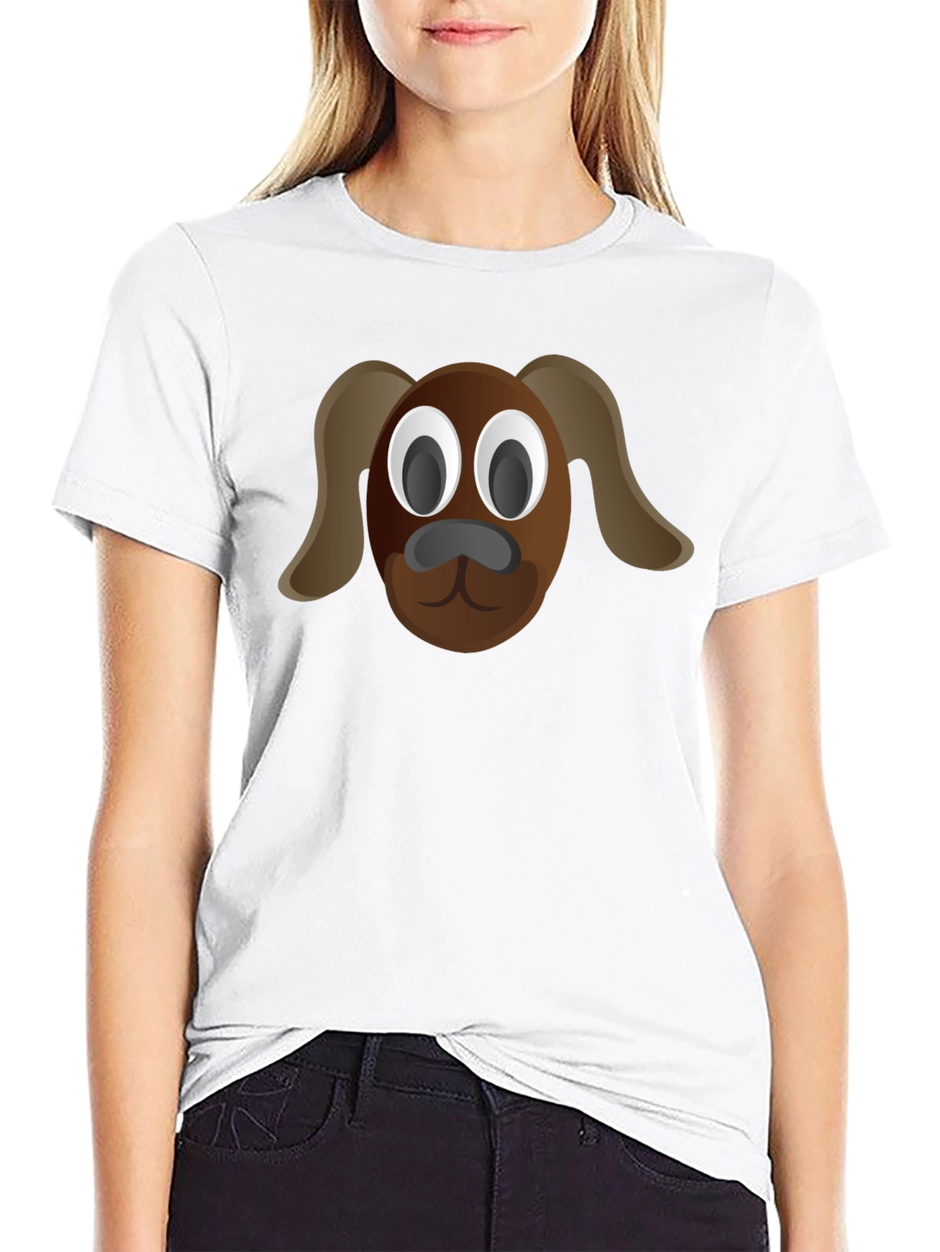 Cartoon Dog Tee - Black Cotton T-Shirt