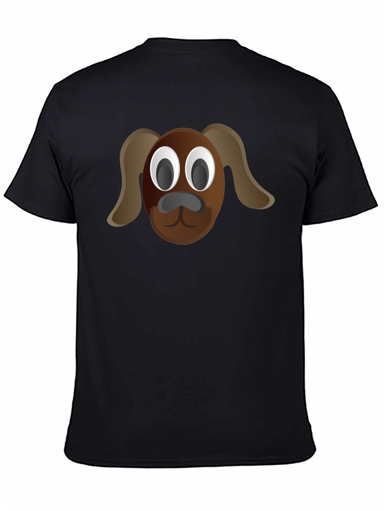 Cartoon Dog Tee - Black Cotton T-Shirt