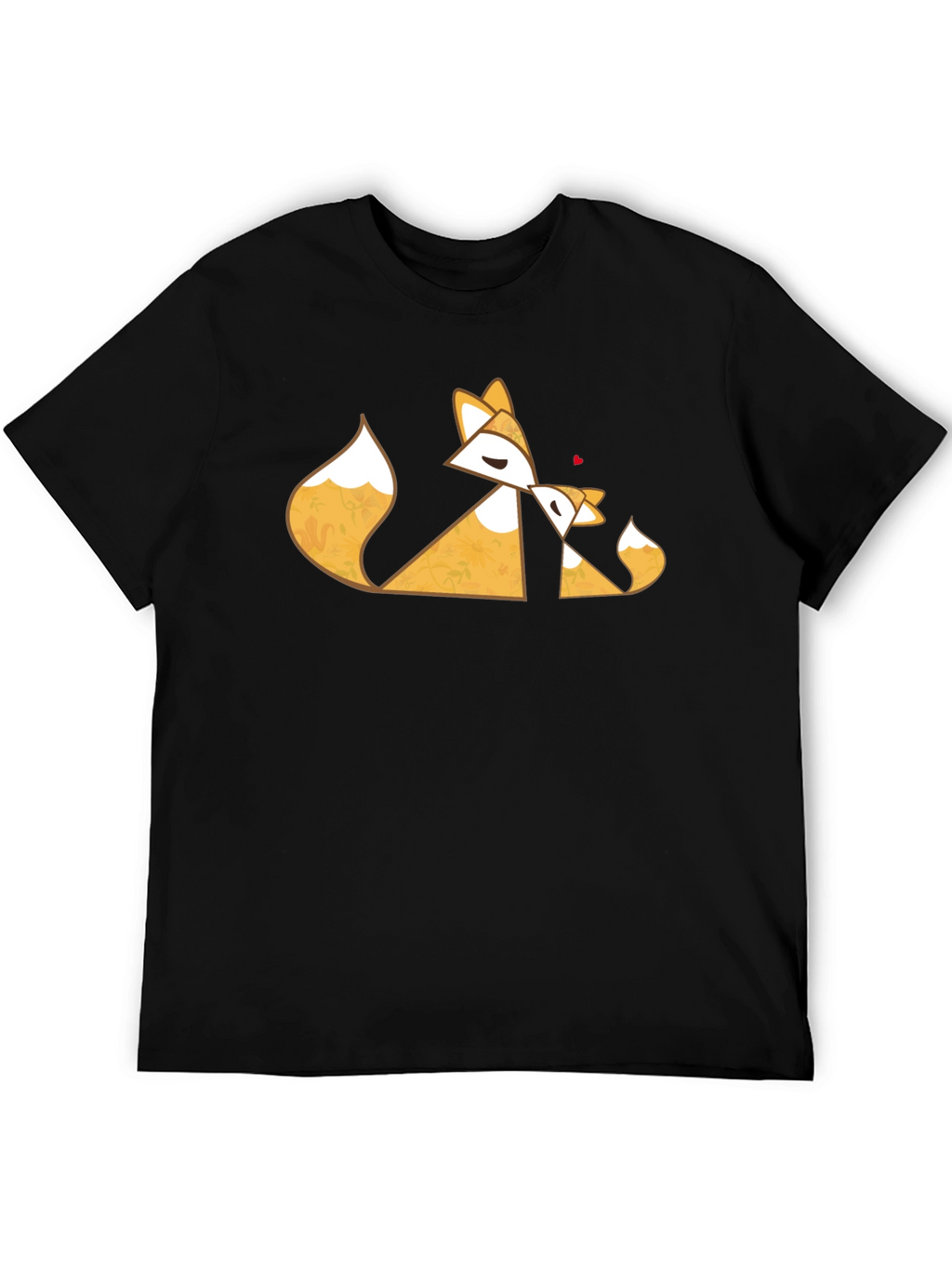 Geometric Fox Love Black T-Shirt