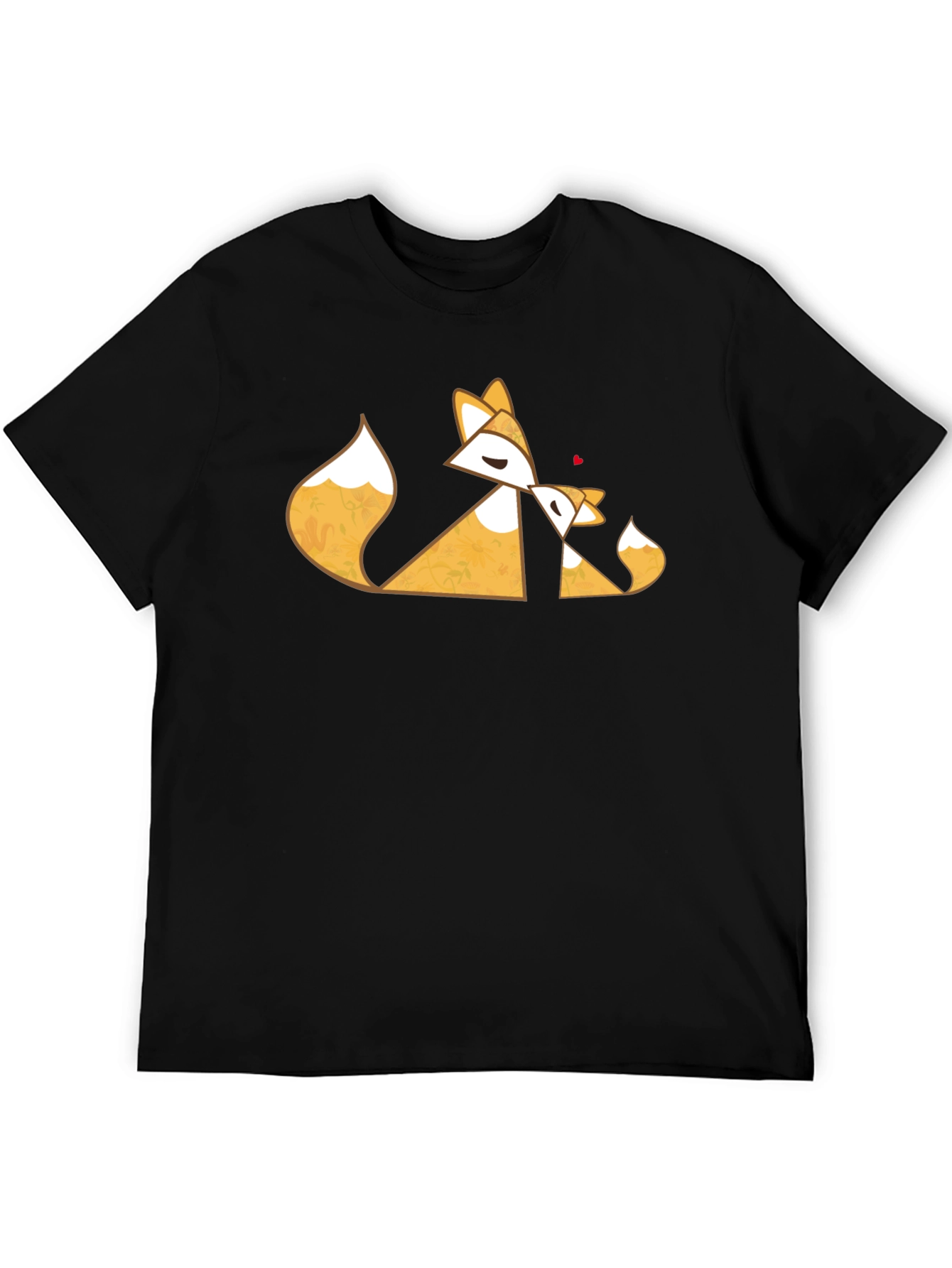 Geometric Fox Love Black T-Shirt