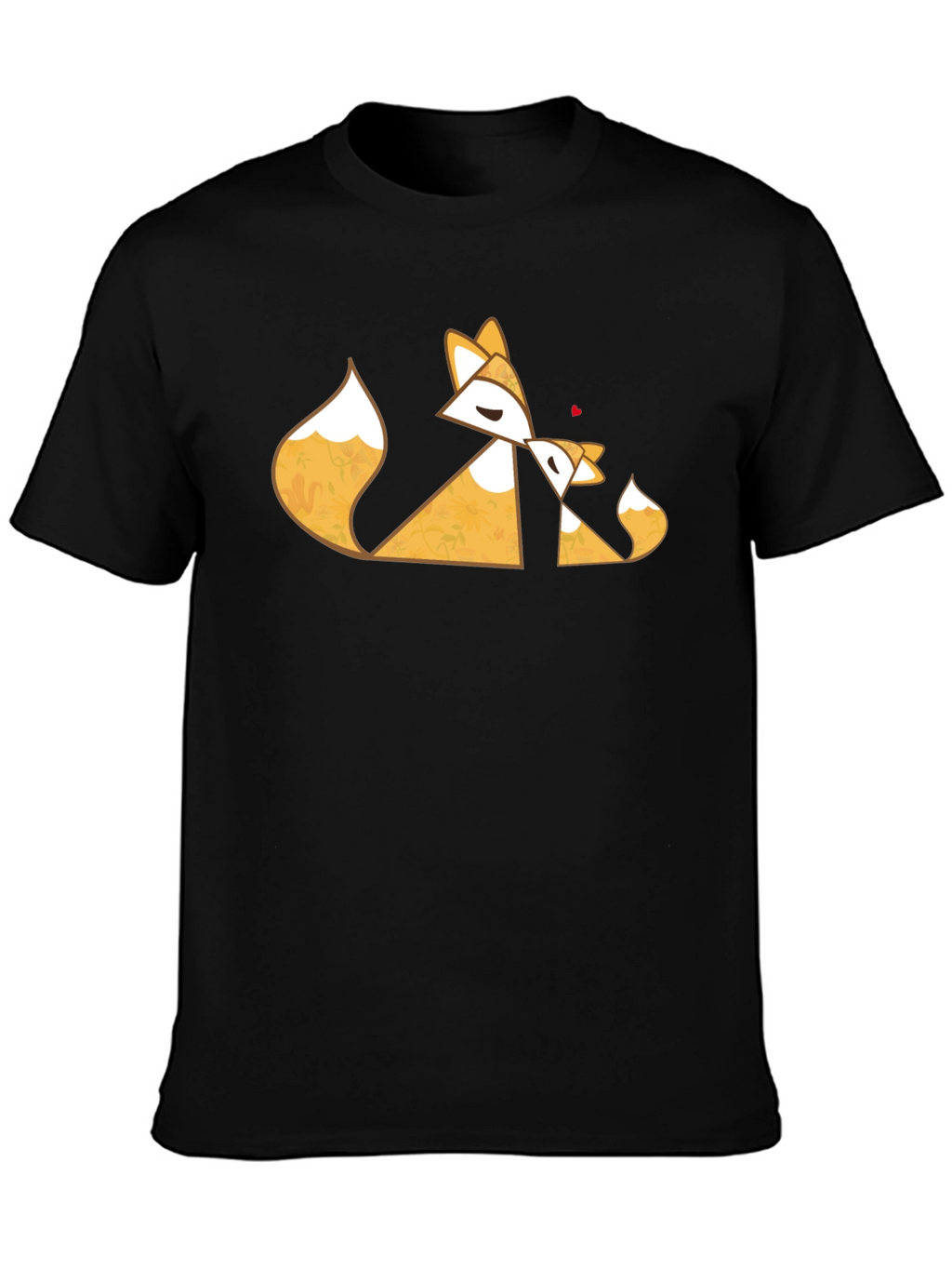 Geometric Fox Love Black T-Shirt