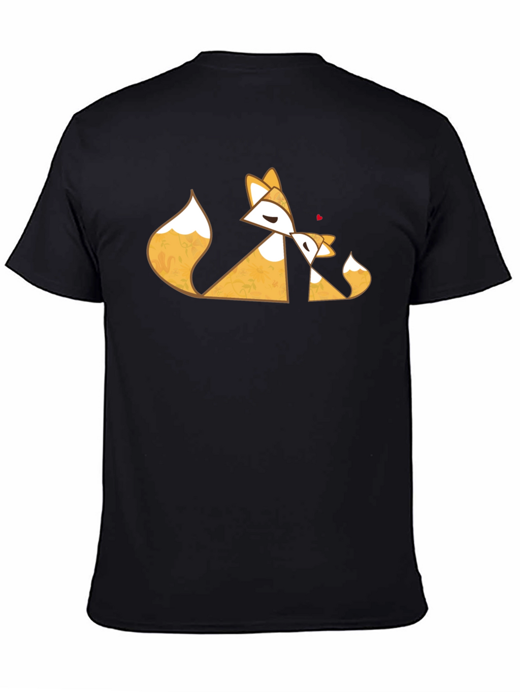 Geometric Fox Love Black T-Shirt