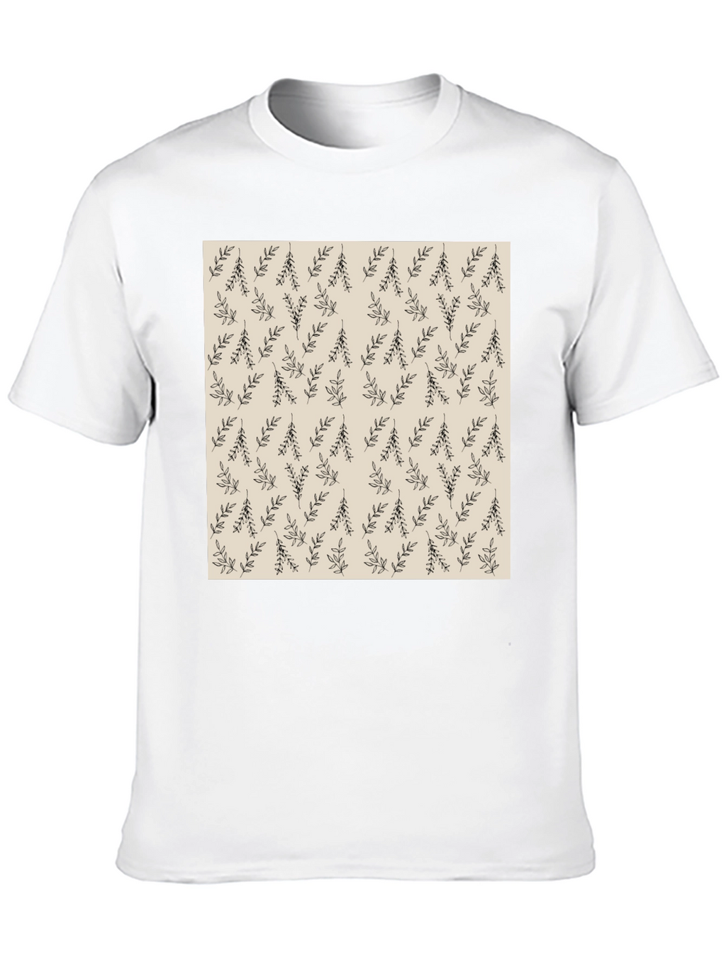 Black Tee with Botanical Print