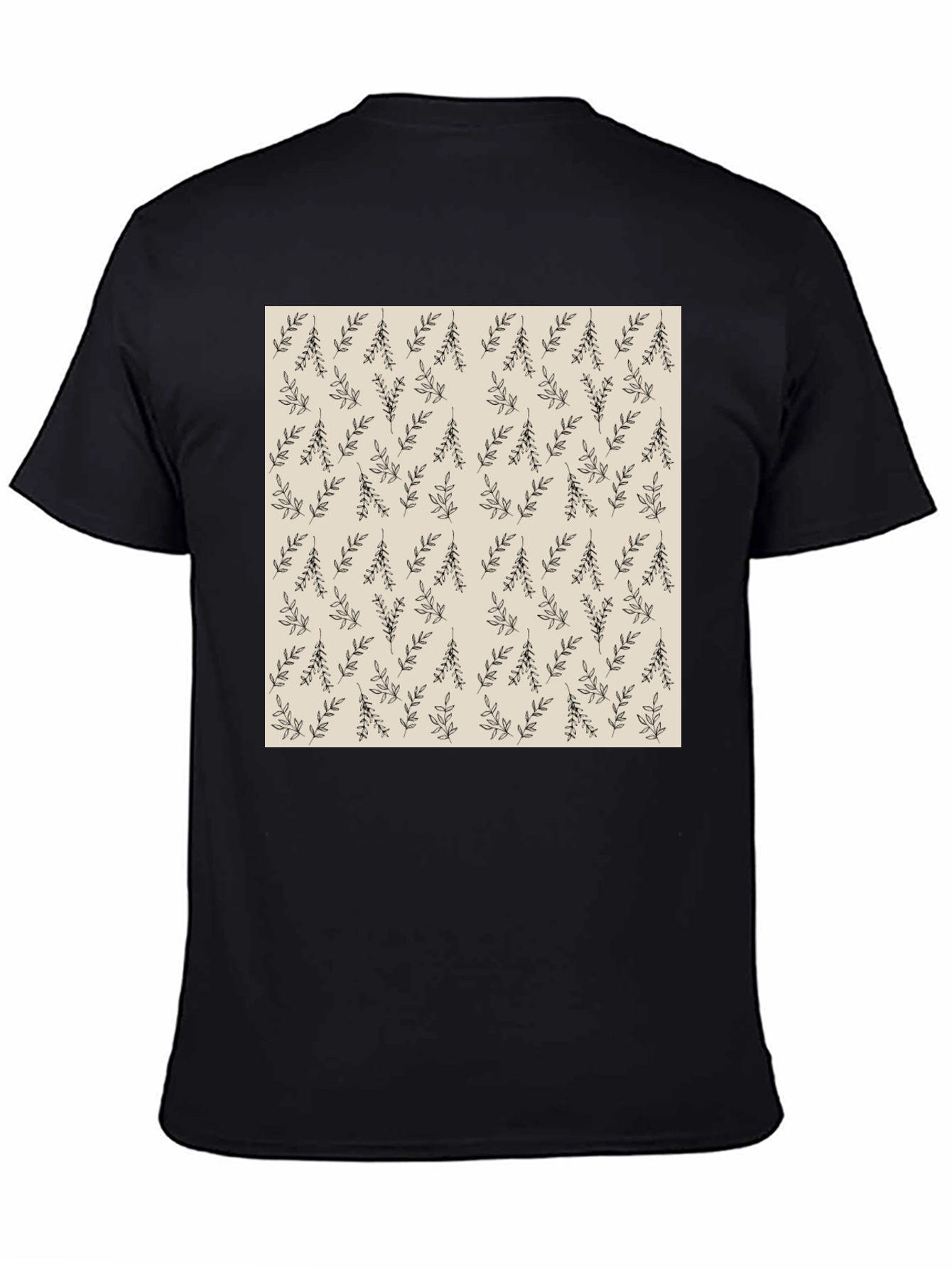 Black Tee with Botanical Print