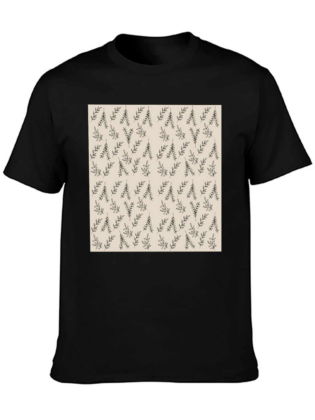 Black Tee with Botanical Print