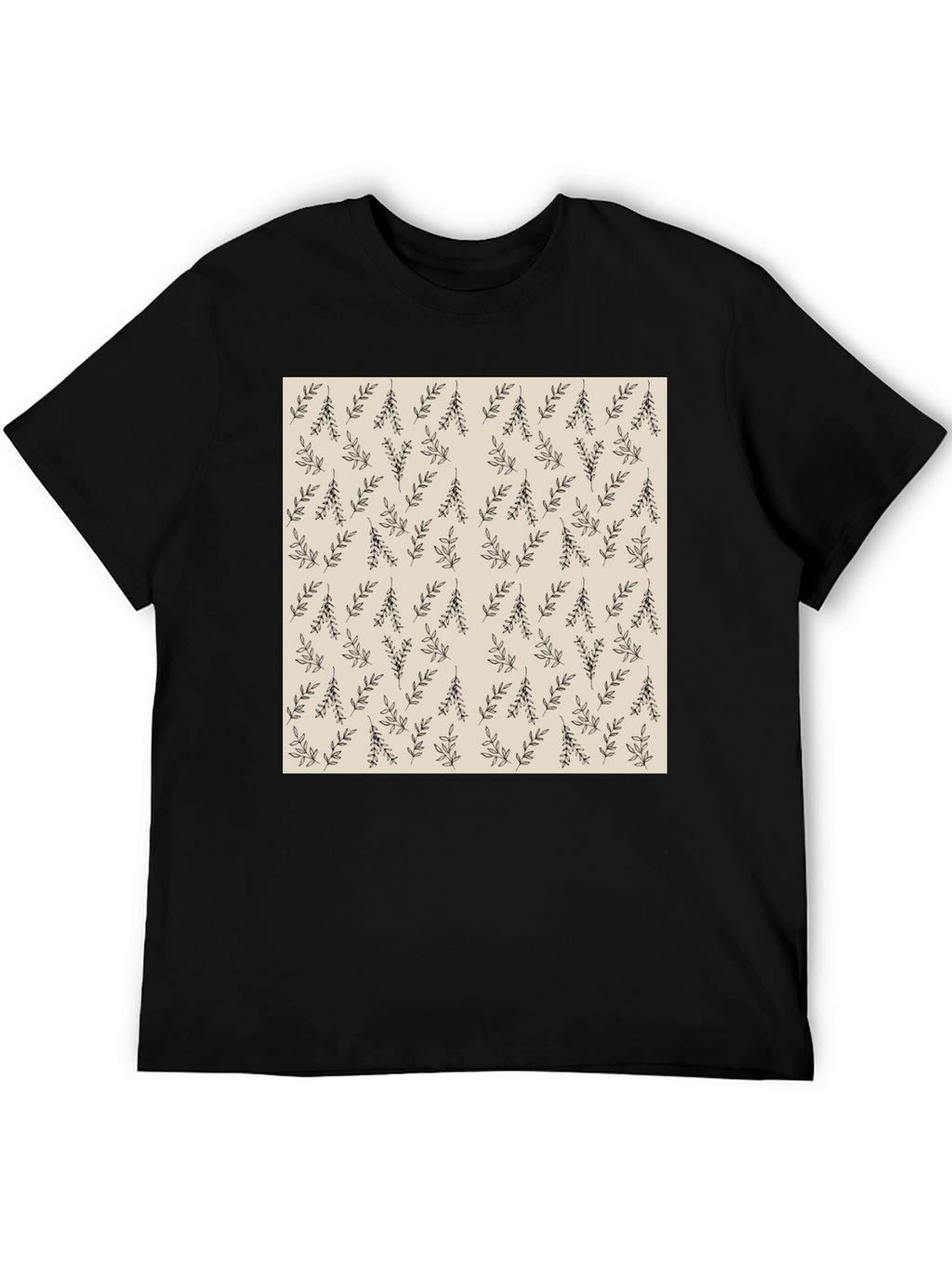 Black Tee with Botanical Print