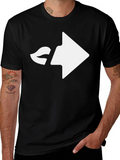 Modern Black T-Shirt with Playful Kiss Arrow Design