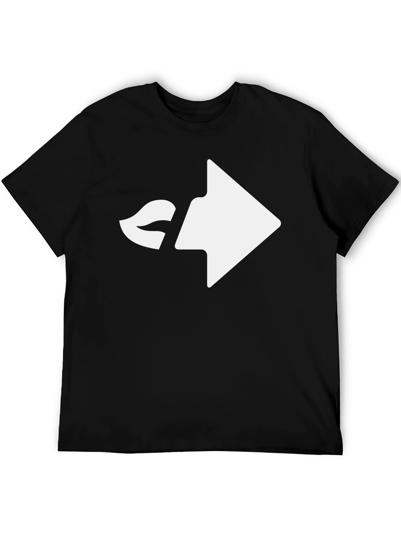 Modern Black T-Shirt with Playful Kiss Arrow Design