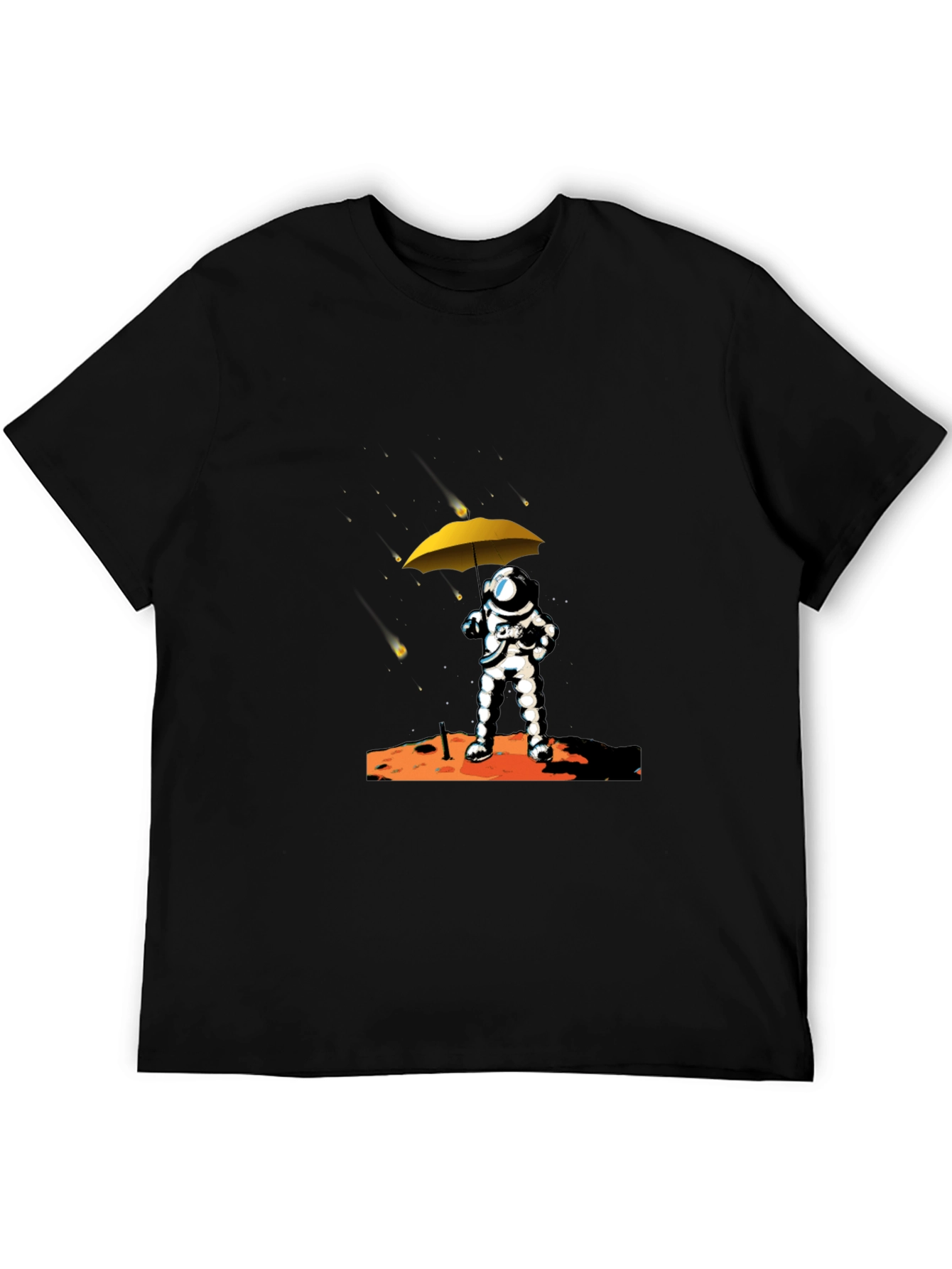 Astronaut Umbrella Graphic Tee - Unisex Black T-Shirt