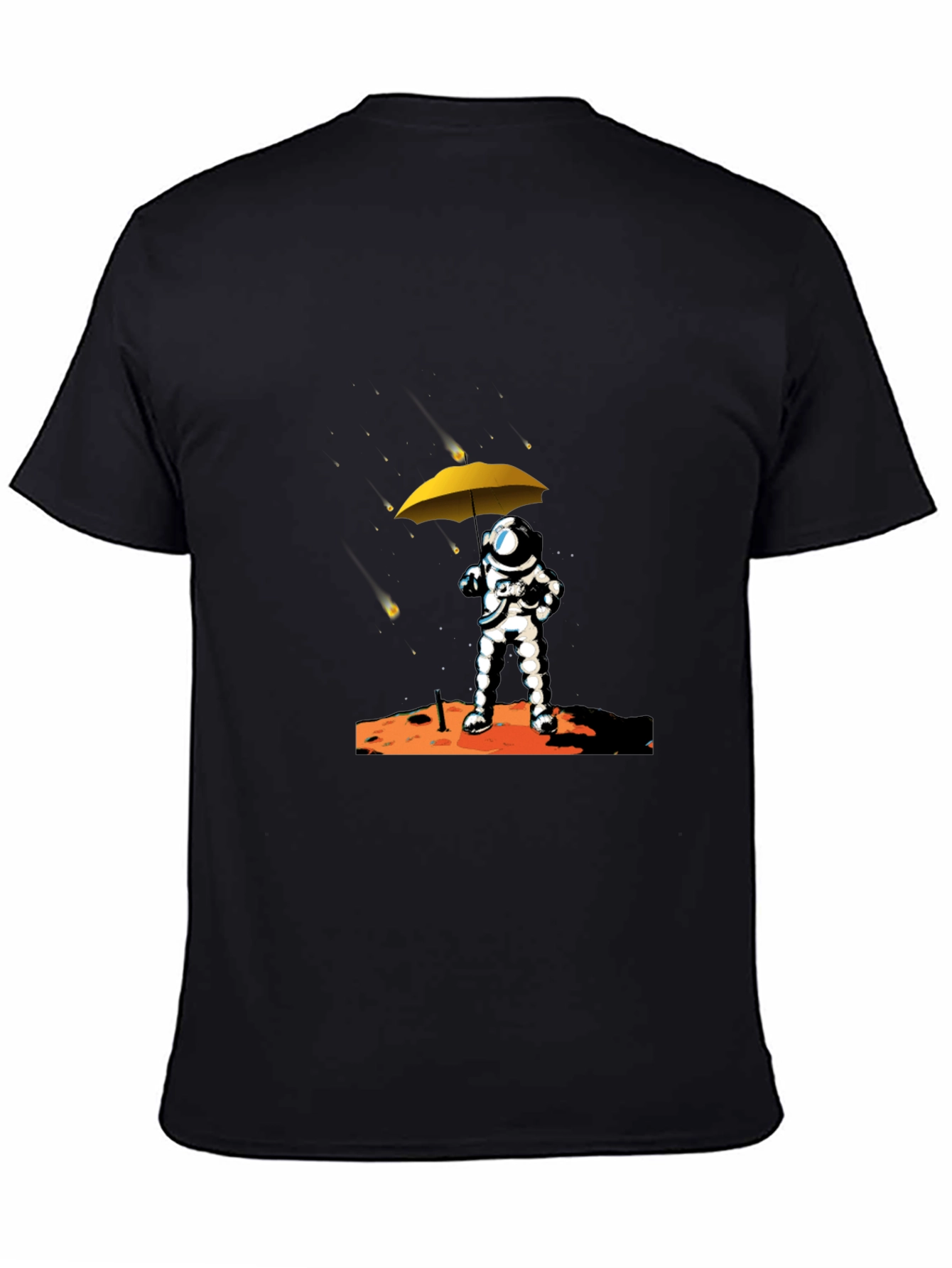Astronaut Umbrella Graphic Tee - Unisex Black T-Shirt