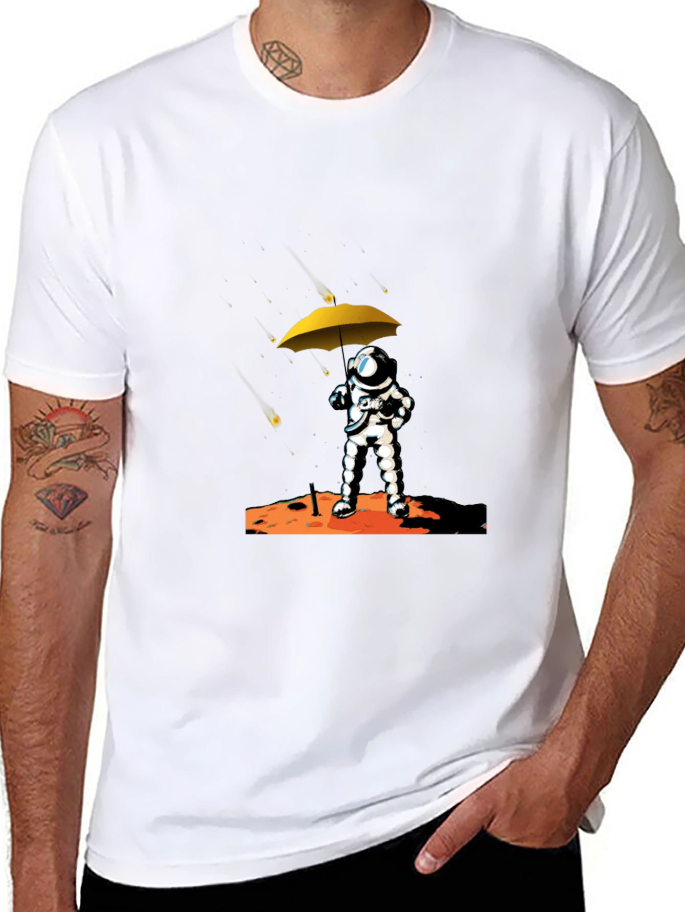 Astronaut Umbrella Graphic Tee - Unisex Black T-Shirt