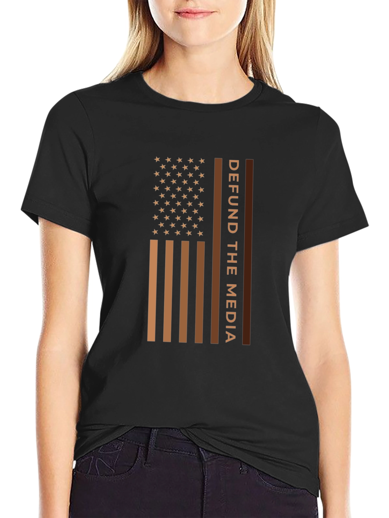 Defund The Media American Flag T-Shirt