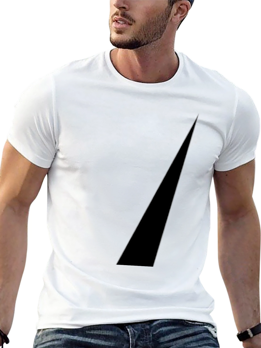 Modern Black Tee with Geometric Accent