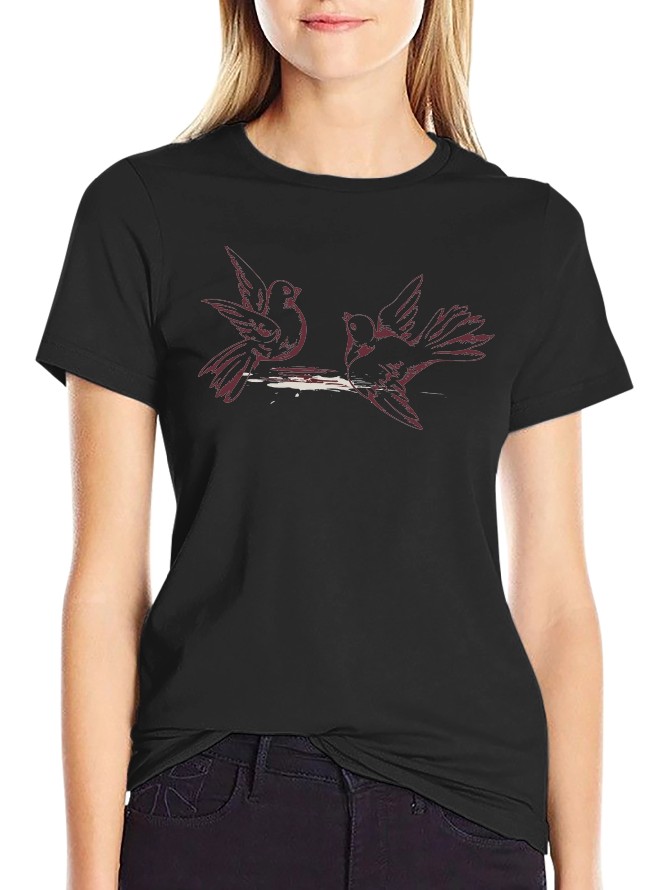 Birds on a Branch Black T-Shirt