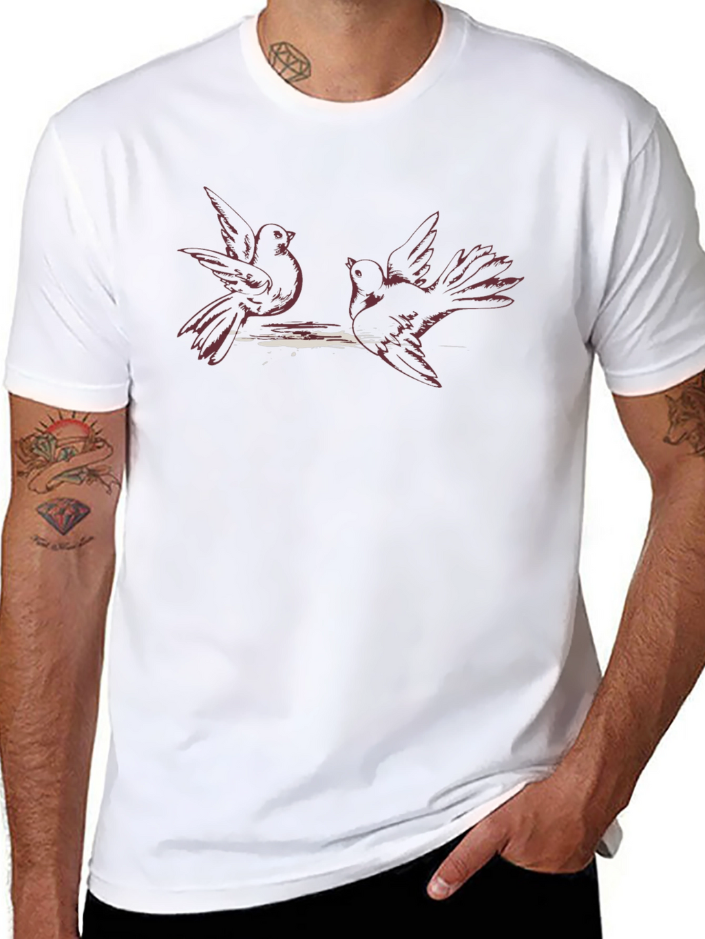 Birds on a Branch Black T-Shirt