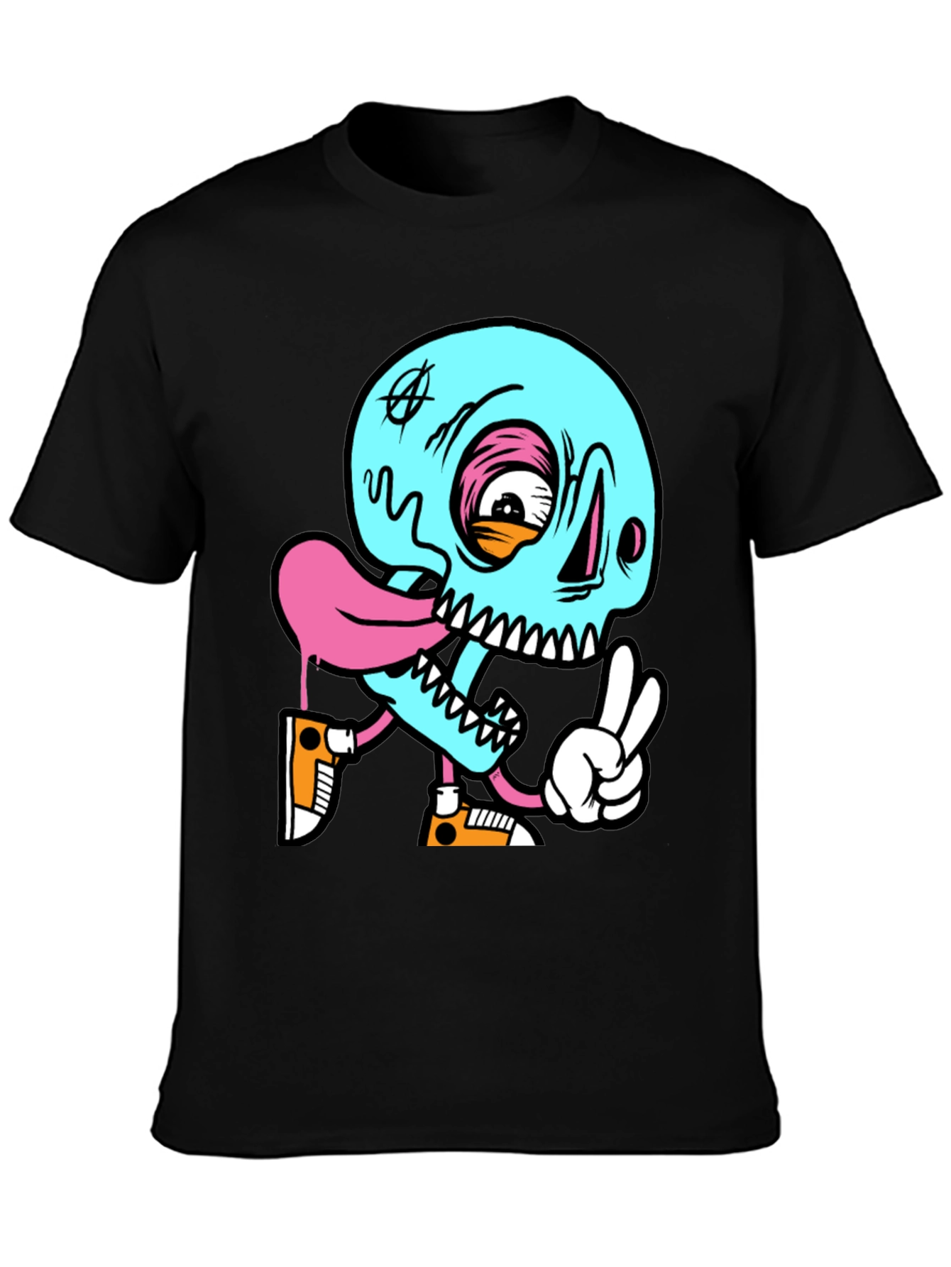 Cartoon Skull Graphic Black T-Shirt