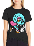 Cartoon Skull Graphic Black T-Shirt