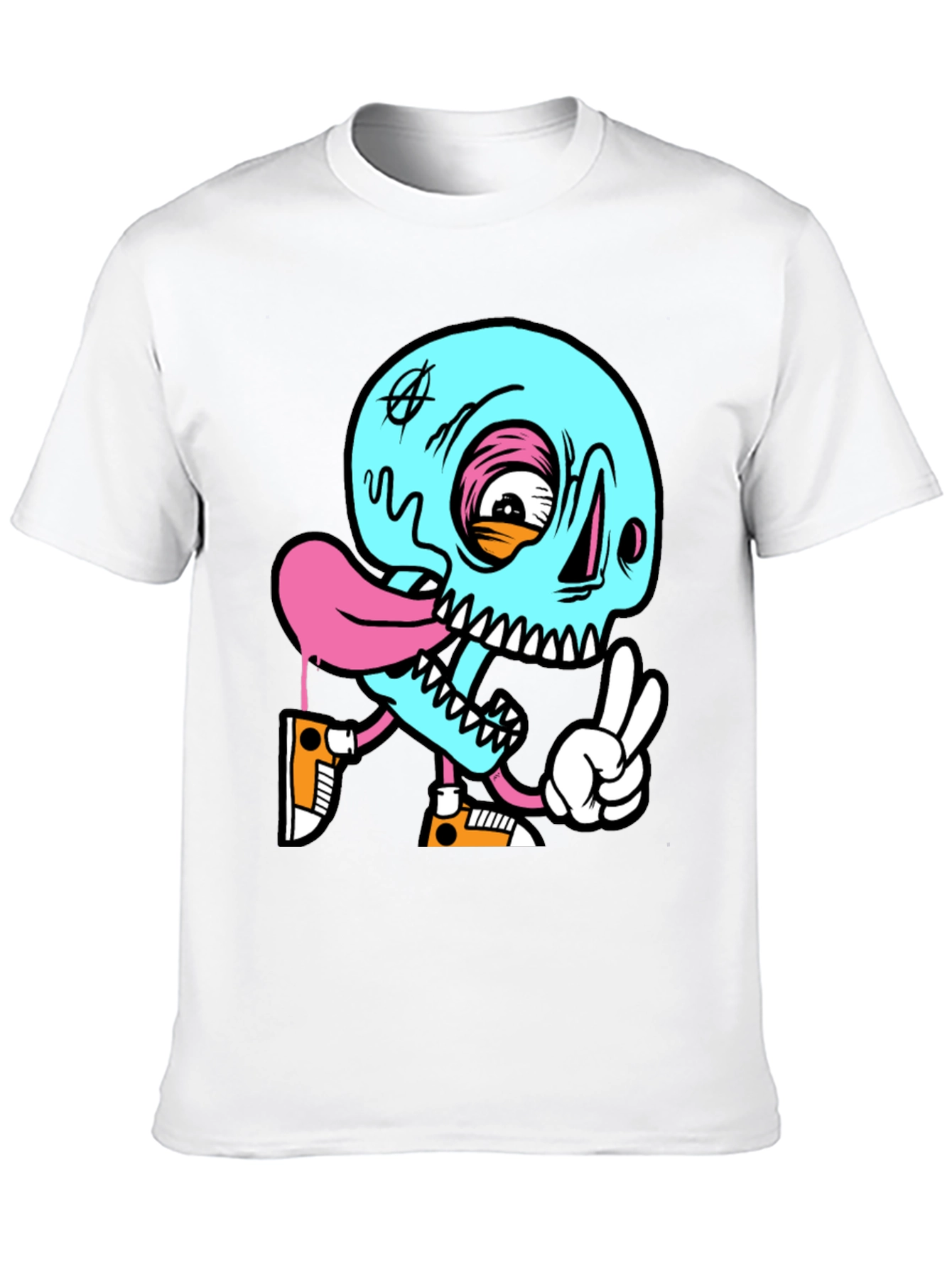 Cartoon Skull Graphic Black T-Shirt