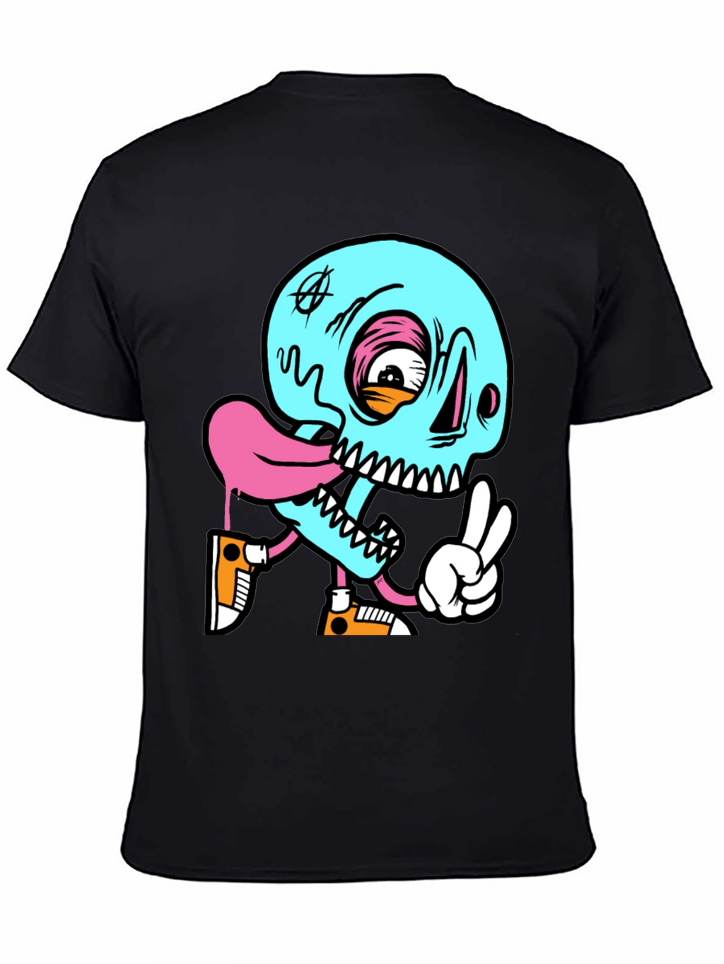 Cartoon Skull Graphic Black T-Shirt