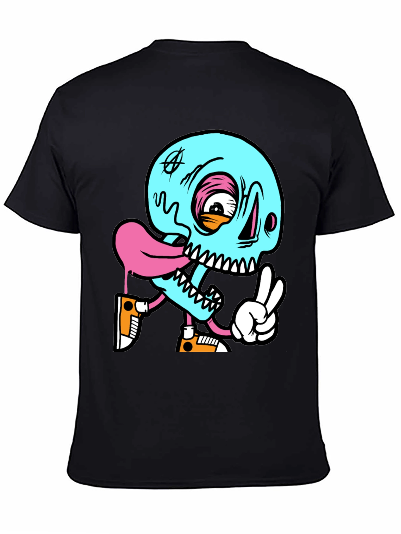 Cartoon Skull Graphic Black T-Shirt