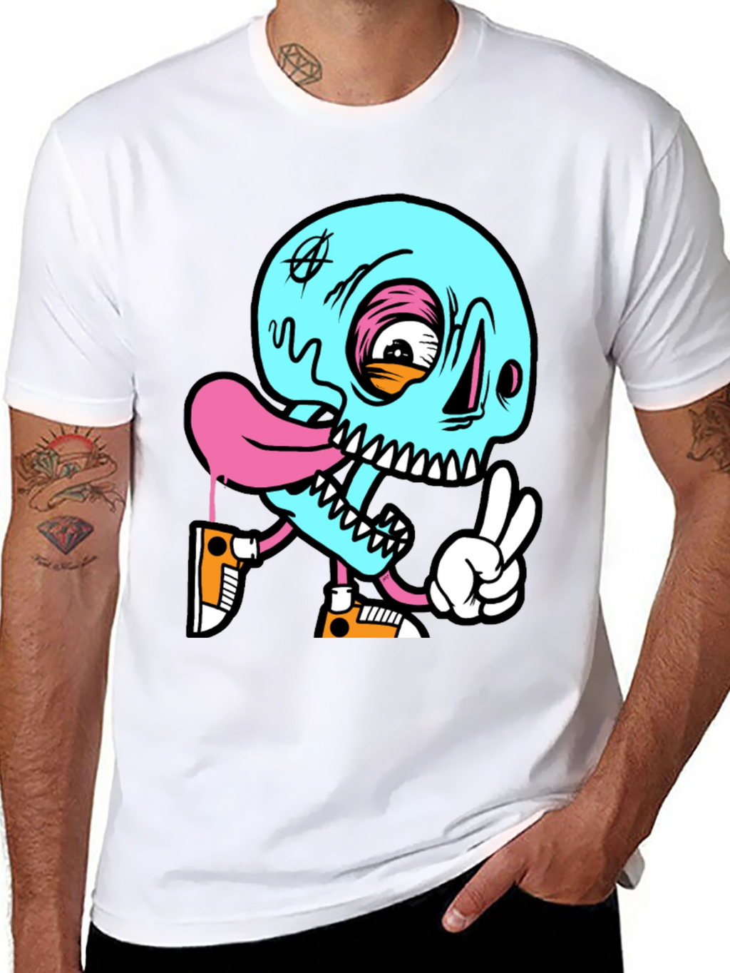 Cartoon Skull Graphic Black T-Shirt