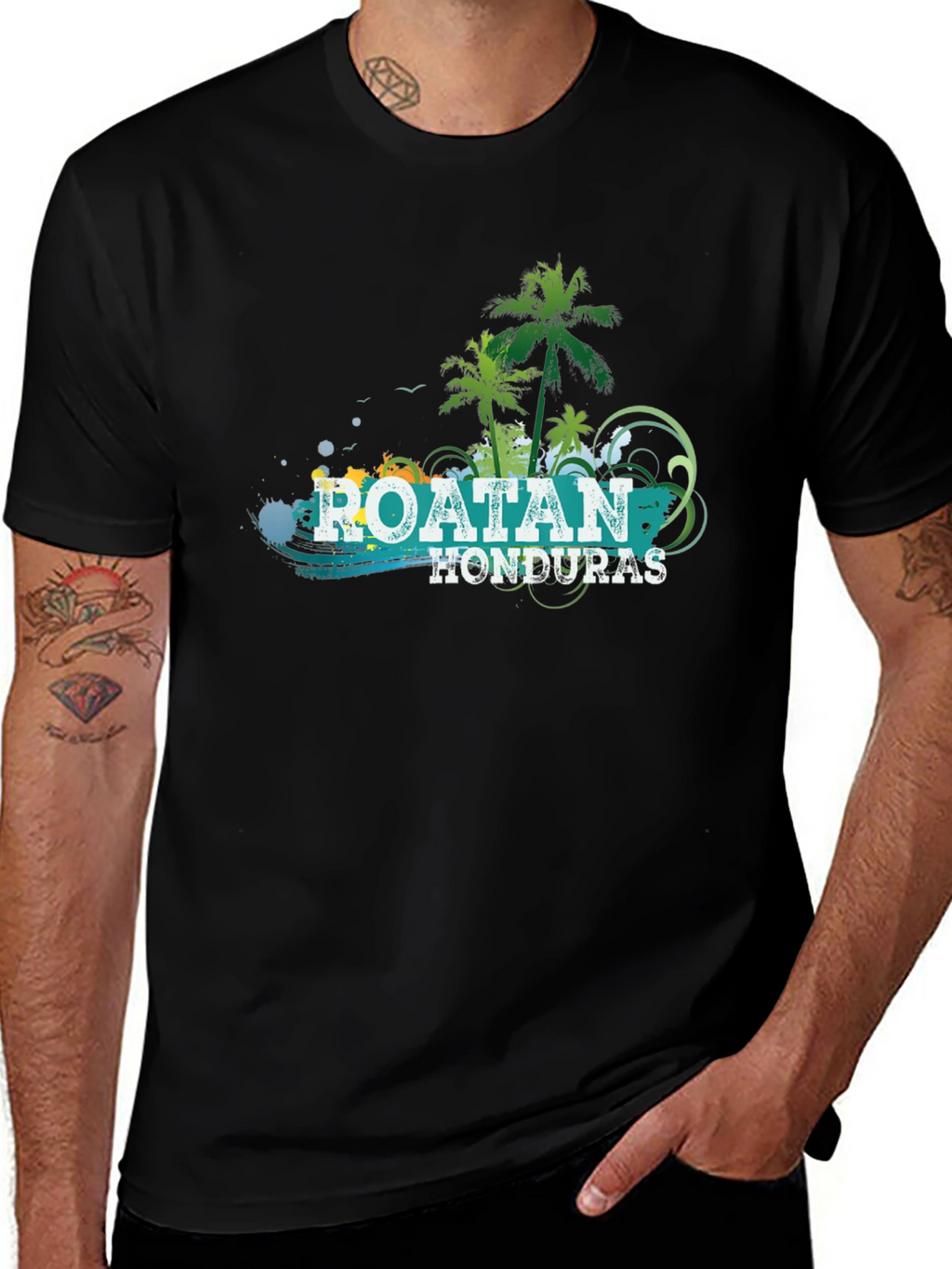 Roatan Honduras Palm Tree Graphic T-Shirt