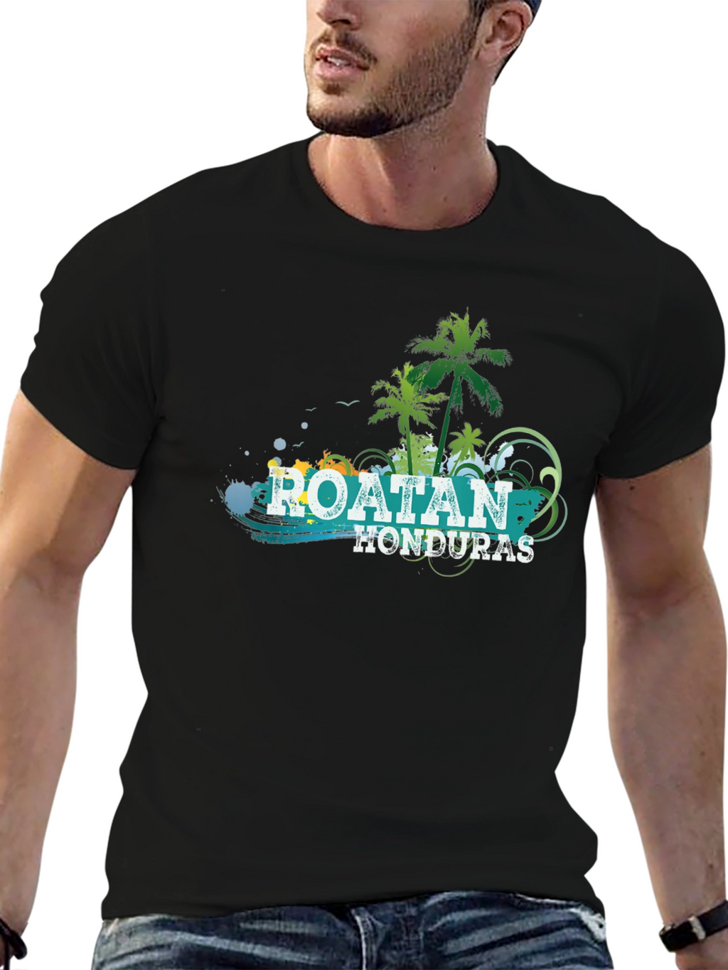 Roatan Honduras Palm Tree Graphic T-Shirt