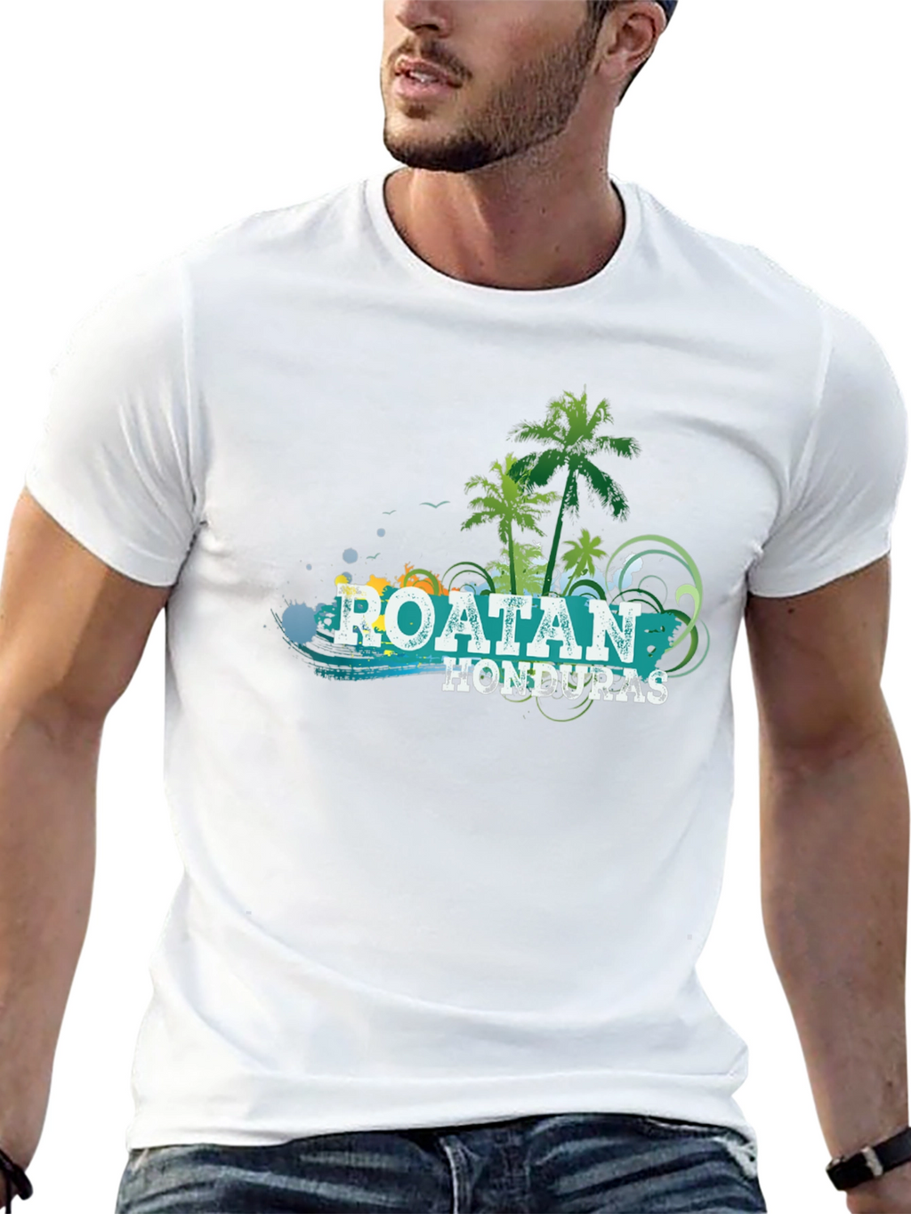 Roatan Honduras Palm Tree Graphic T-Shirt